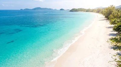 Aerial View Of Tropical Beach With Turquoise Water