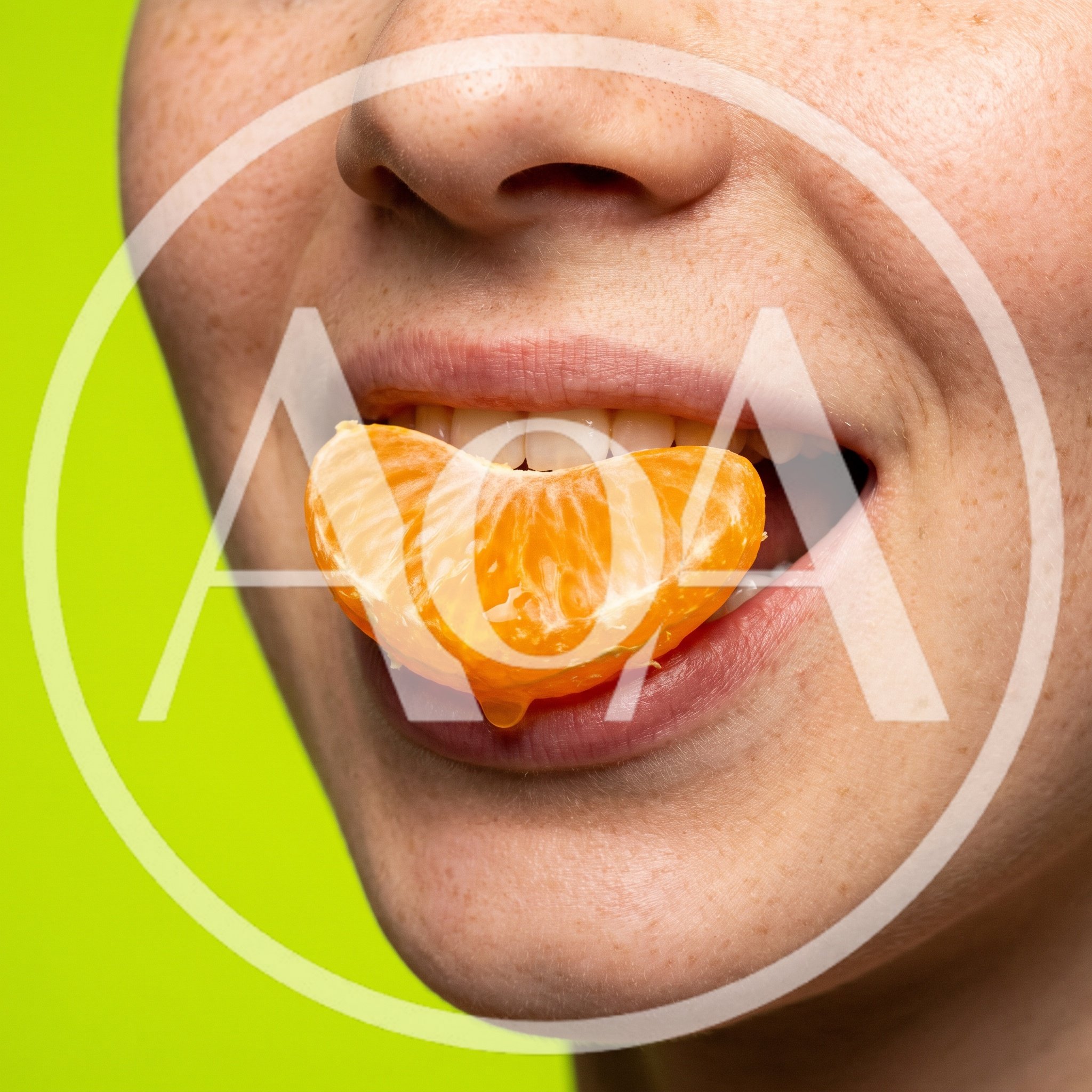 Close Up Of A Woman Eating A Mandarin Orange Segment