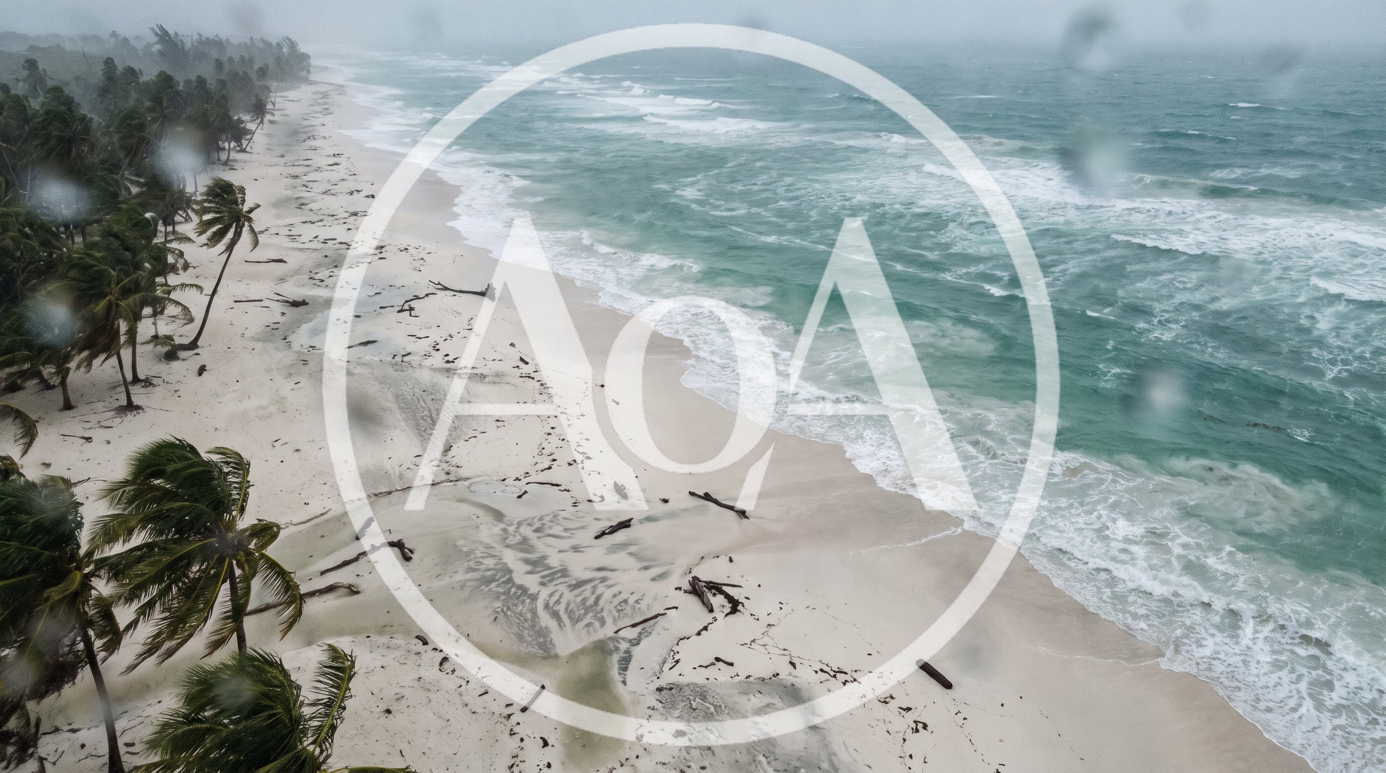 Aerial View Of Tropical Beach During Stormy Weather