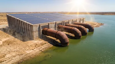 Industrial Water Pumping Station With Solar Roof Panels
