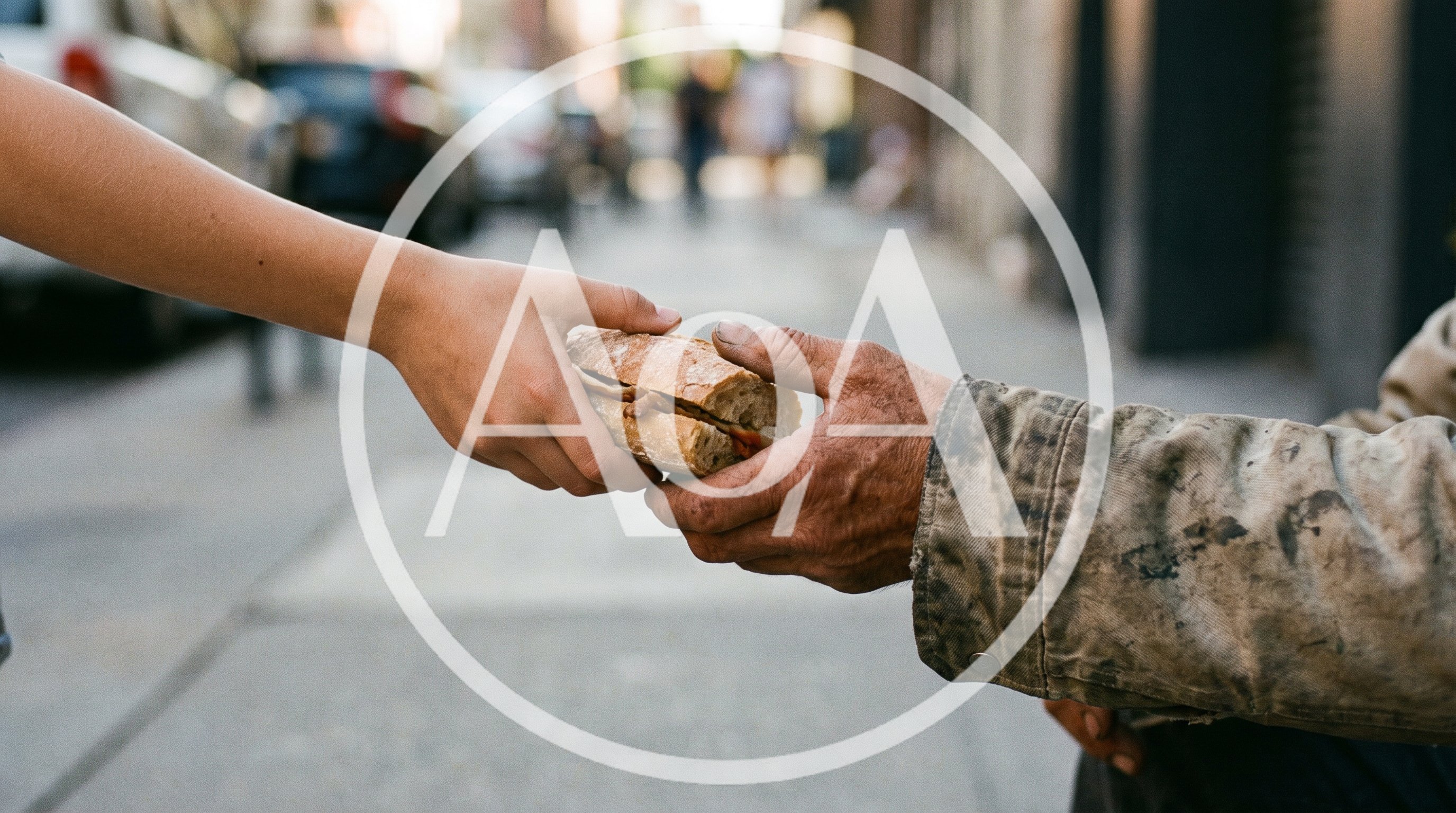 Person Giving A Sandwich To A Homeless Individual