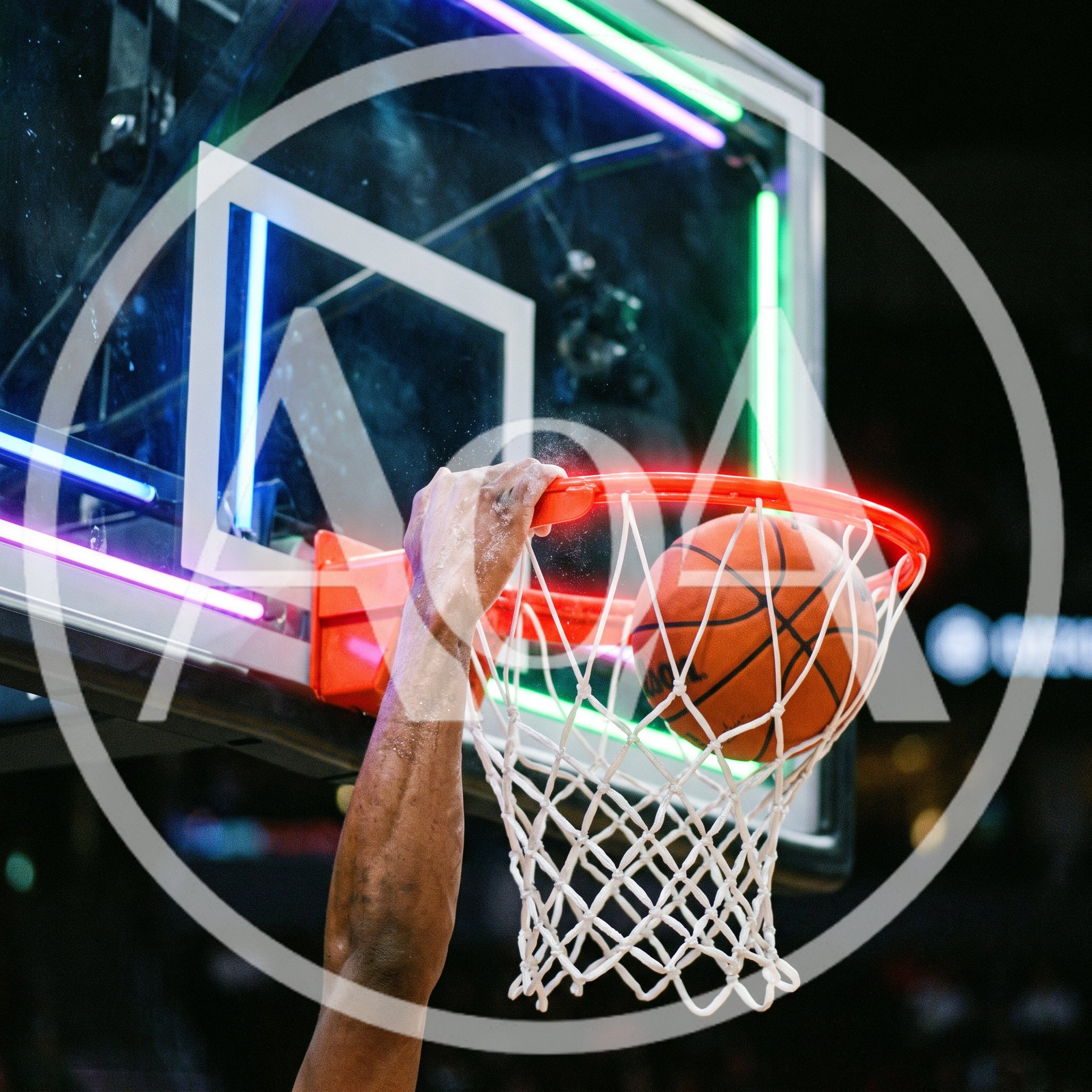 Basketball Player Performing A Powerful Slam Dunk