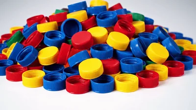 Pile Of Colorful Plastic Bottle Caps