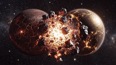 Two Planets Colliding In Deep Space