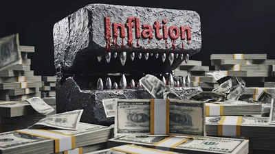Inflation Concept With Money Being Eaten By A Monster