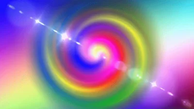 Abstract Rainbow Spiral Swirl With Glowing Light Flare