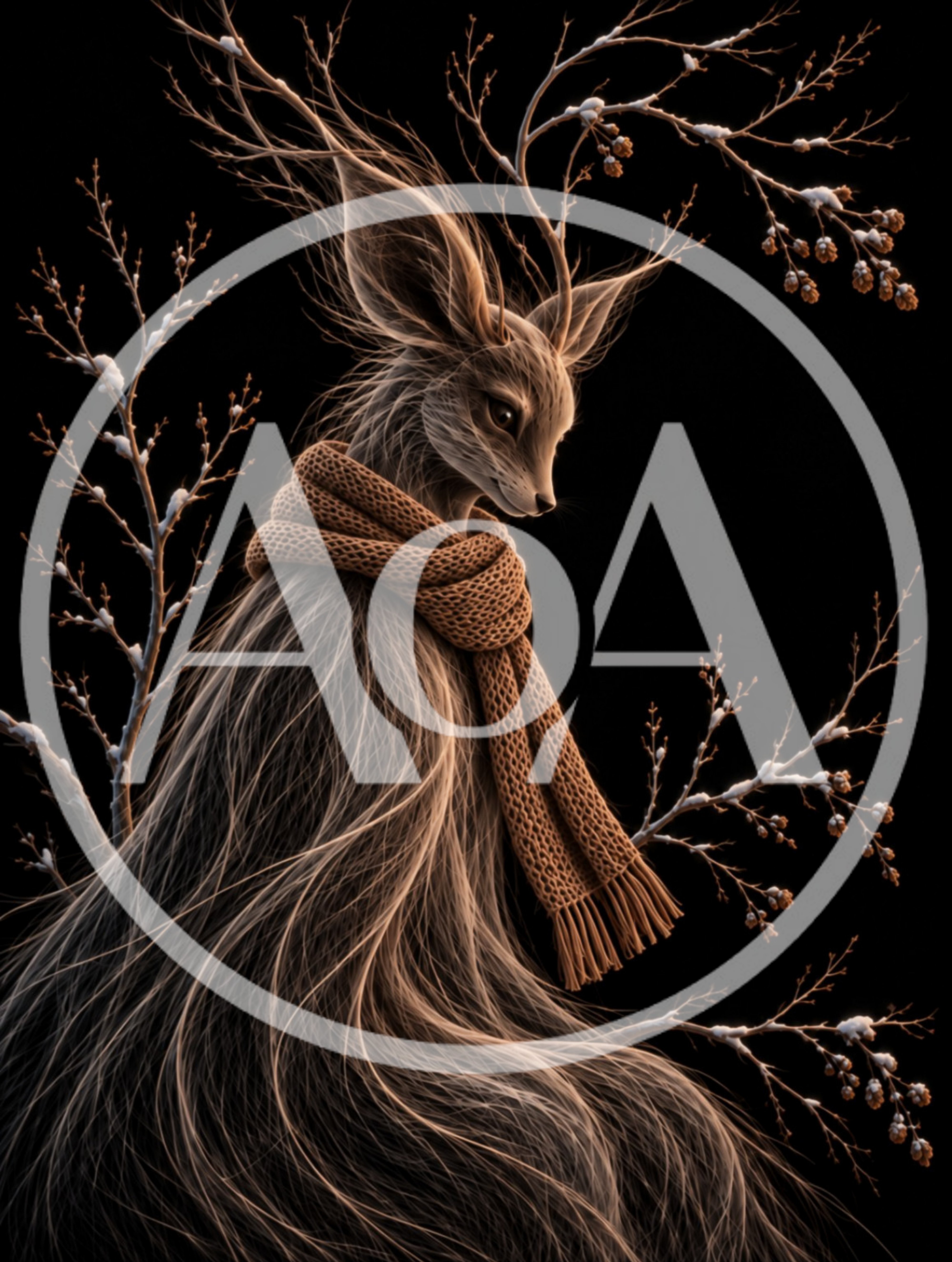 Mystical Forest Creature With Antlers And Scarf