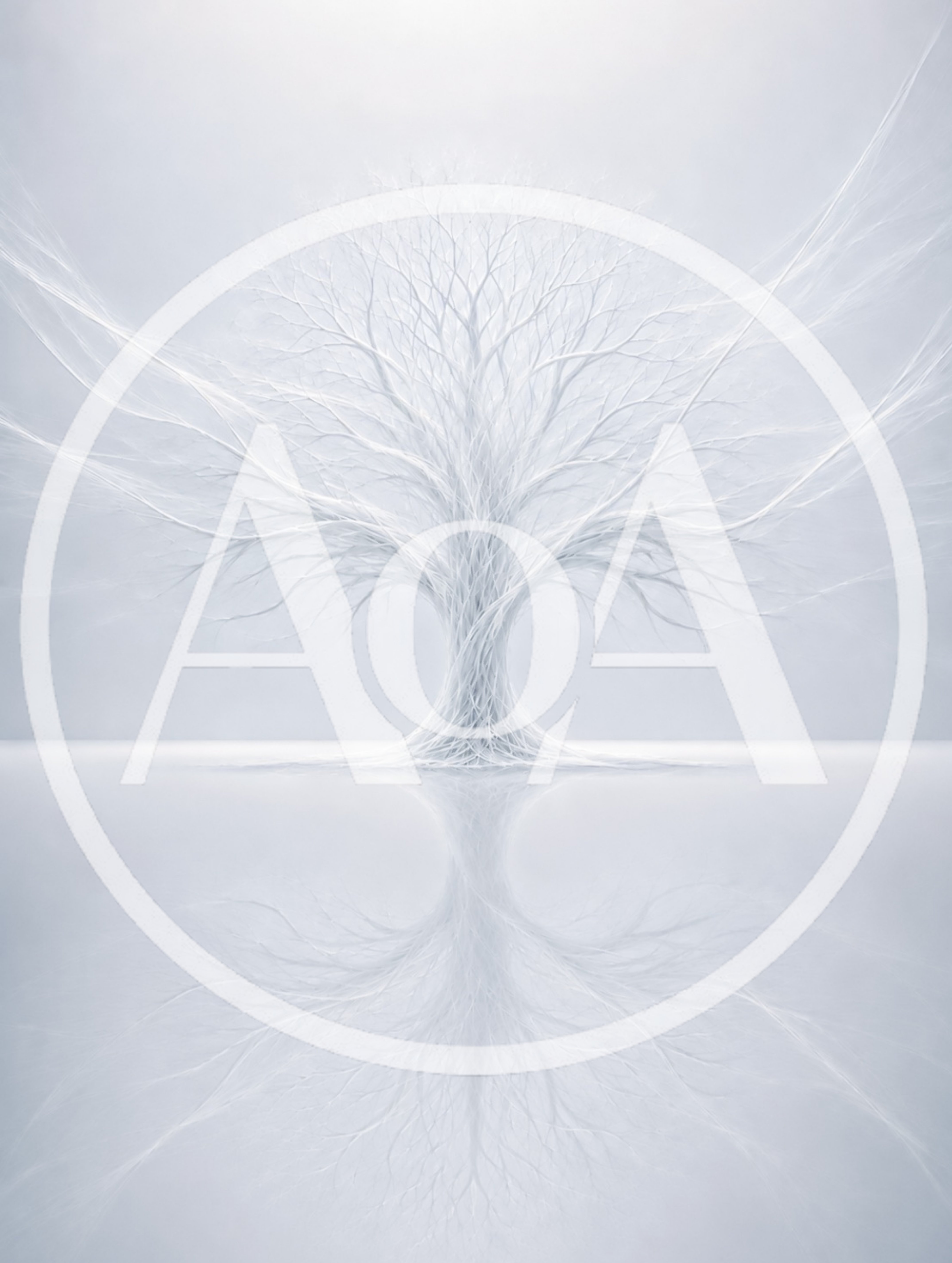 Surreal White Tree With Mirror Reflection