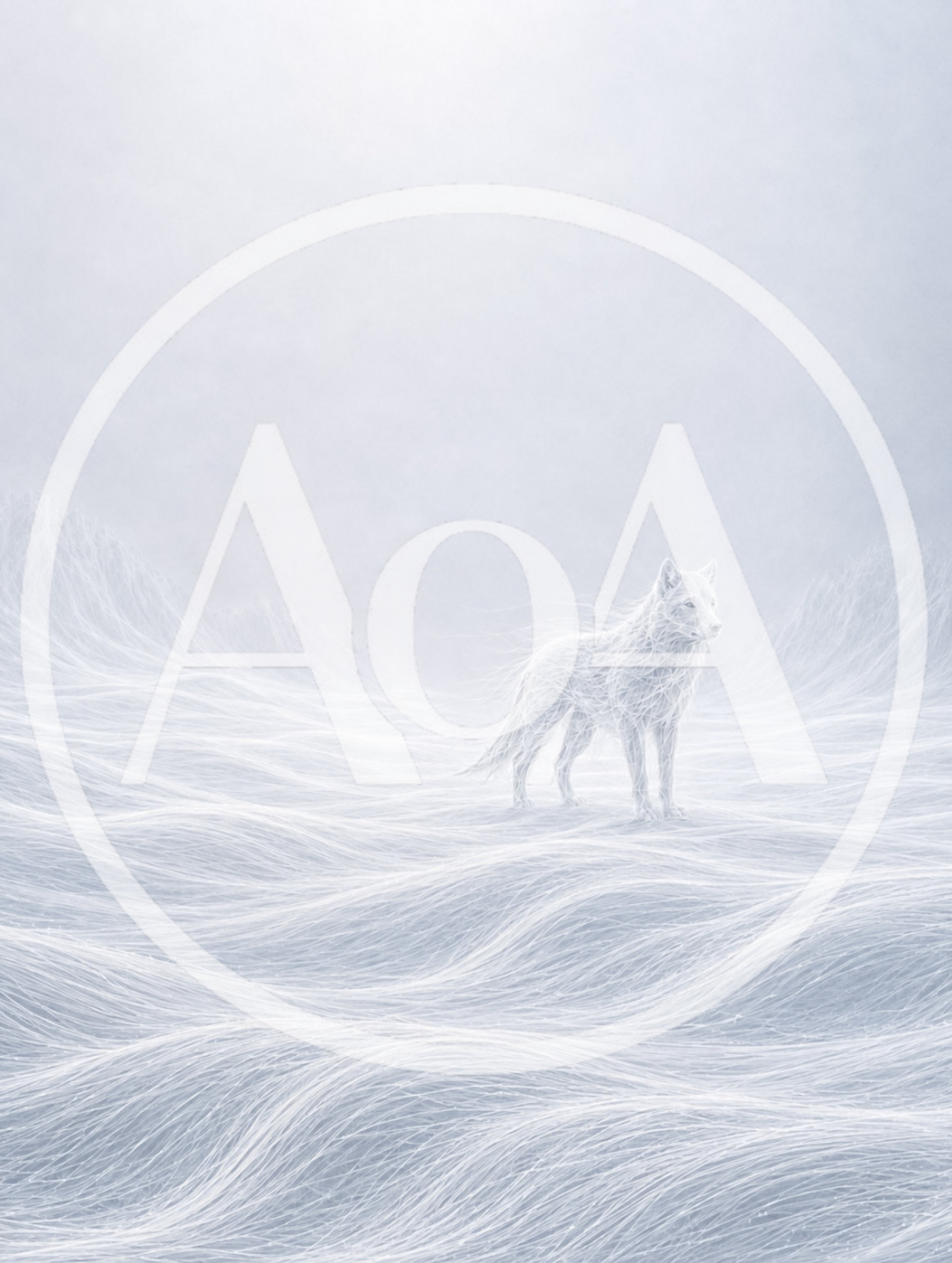 Ethereal White Wolf Standing In Snowy Landscape