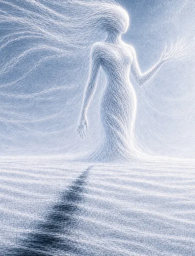 Ethereal Spirit Figure Formed From Intricate White Lines