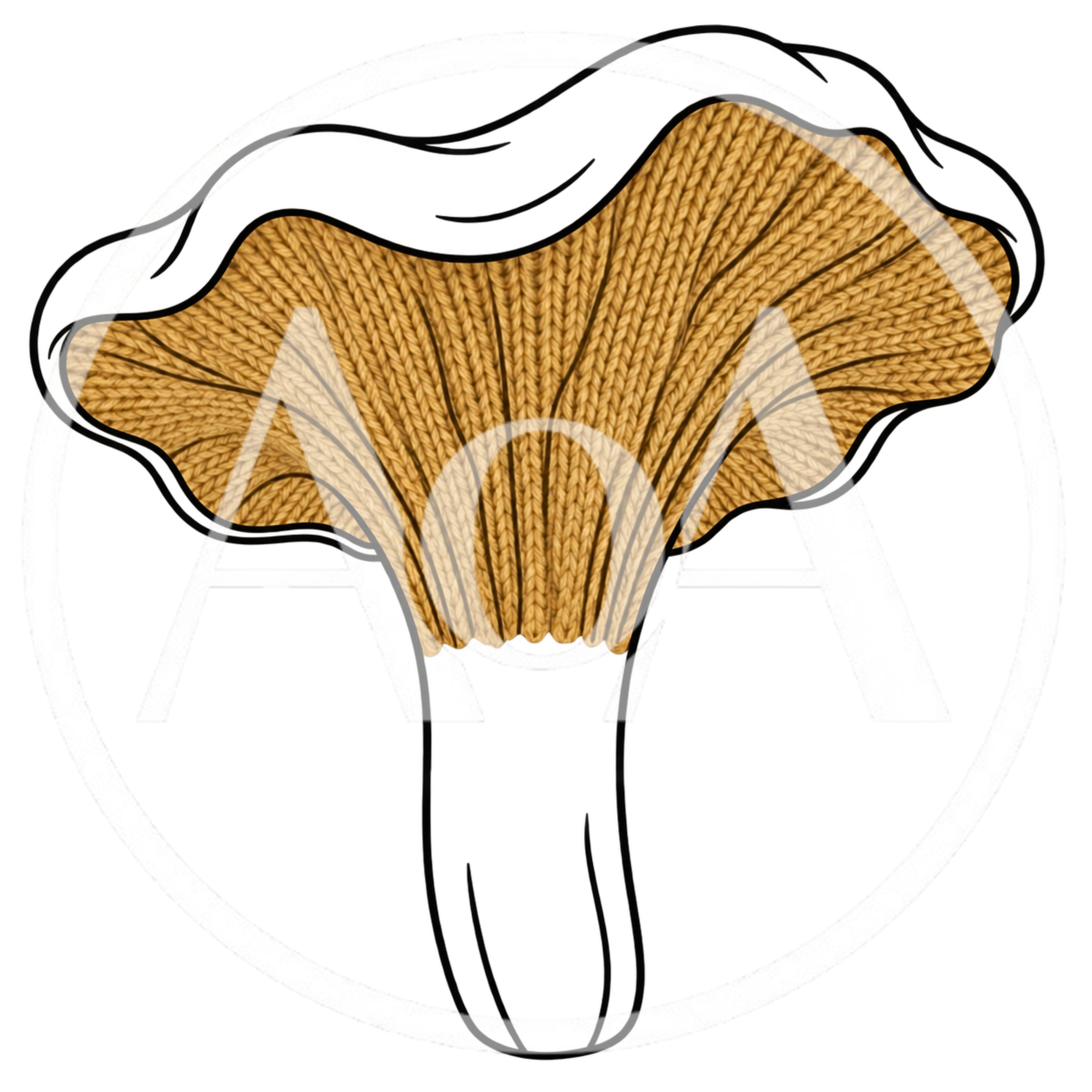 Chanterelle Mushroom Illustration With Knitted Texture Effect