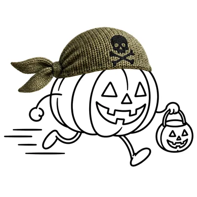 Cartoon Pumpkin Character Wearing Pirate Hat Running