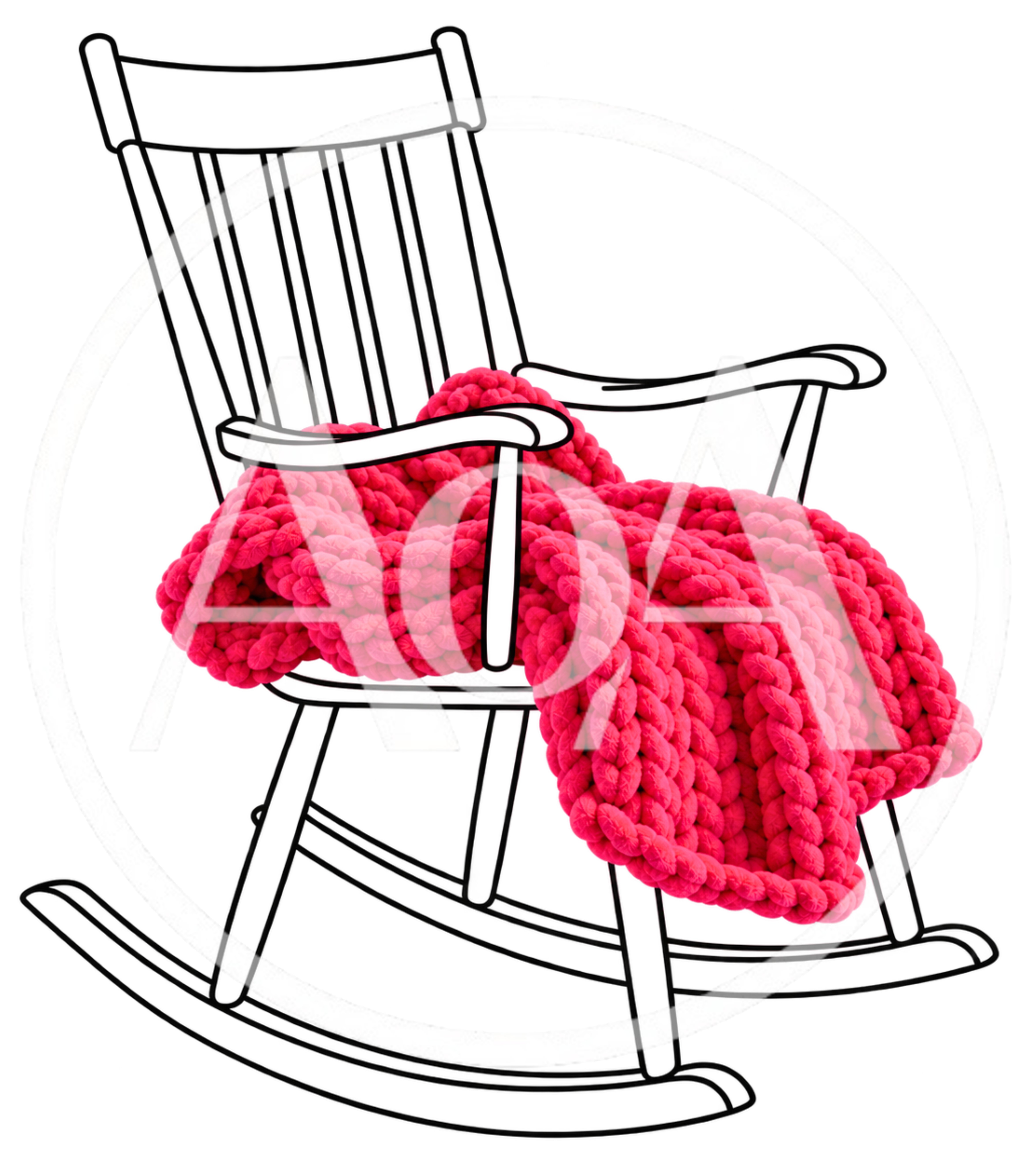 Rocking Chair With A Chunky Knit Blanket