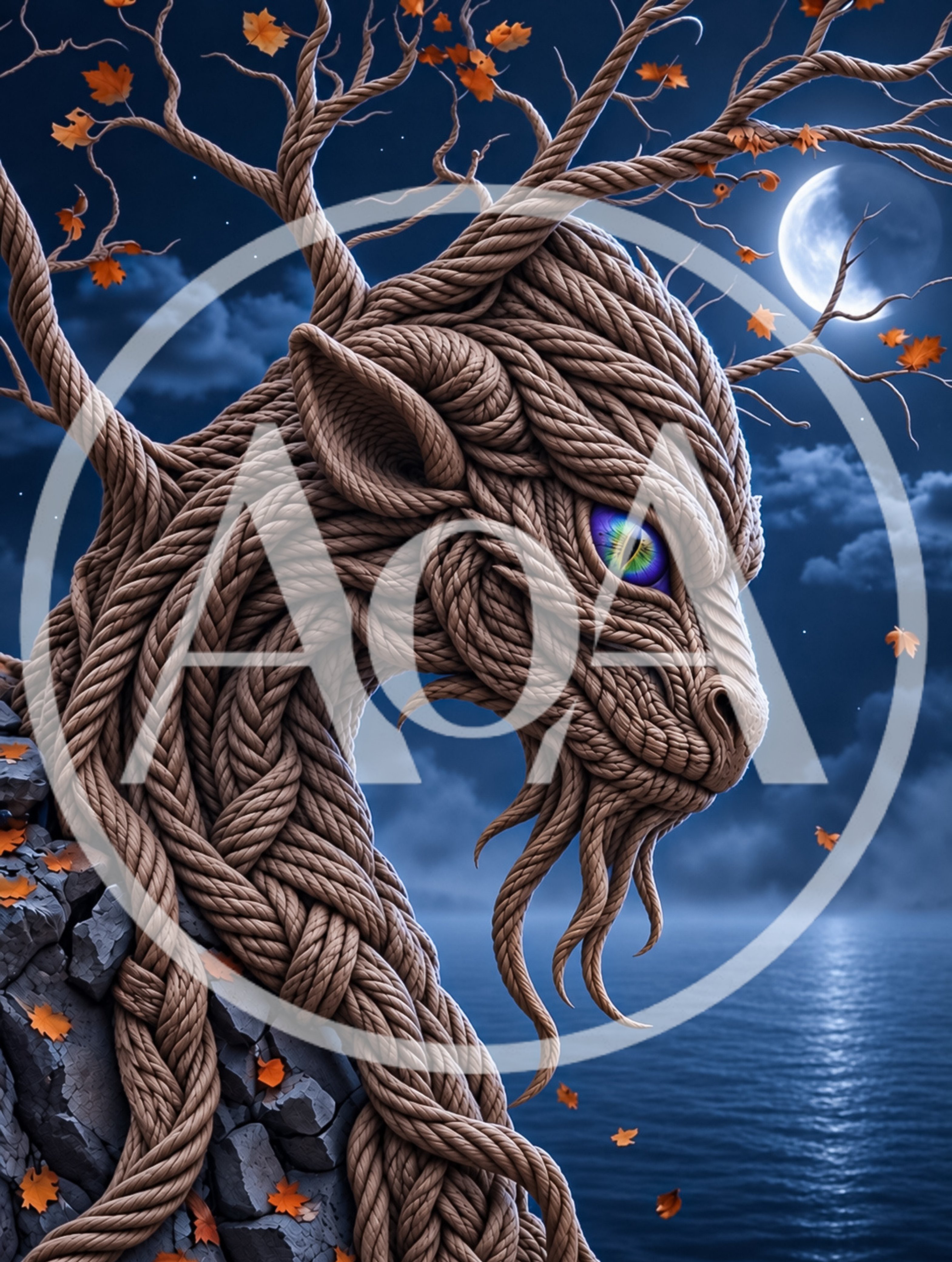 Mystical Rope Dragon Creature With Glowing Eye