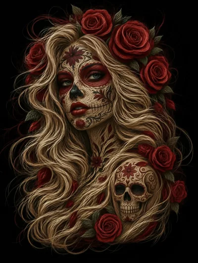 Day Of The Dead Woman With Sugar Skull Art