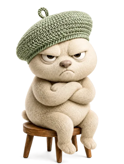Grumpy Cartoon Bear Wearing A Green Beret