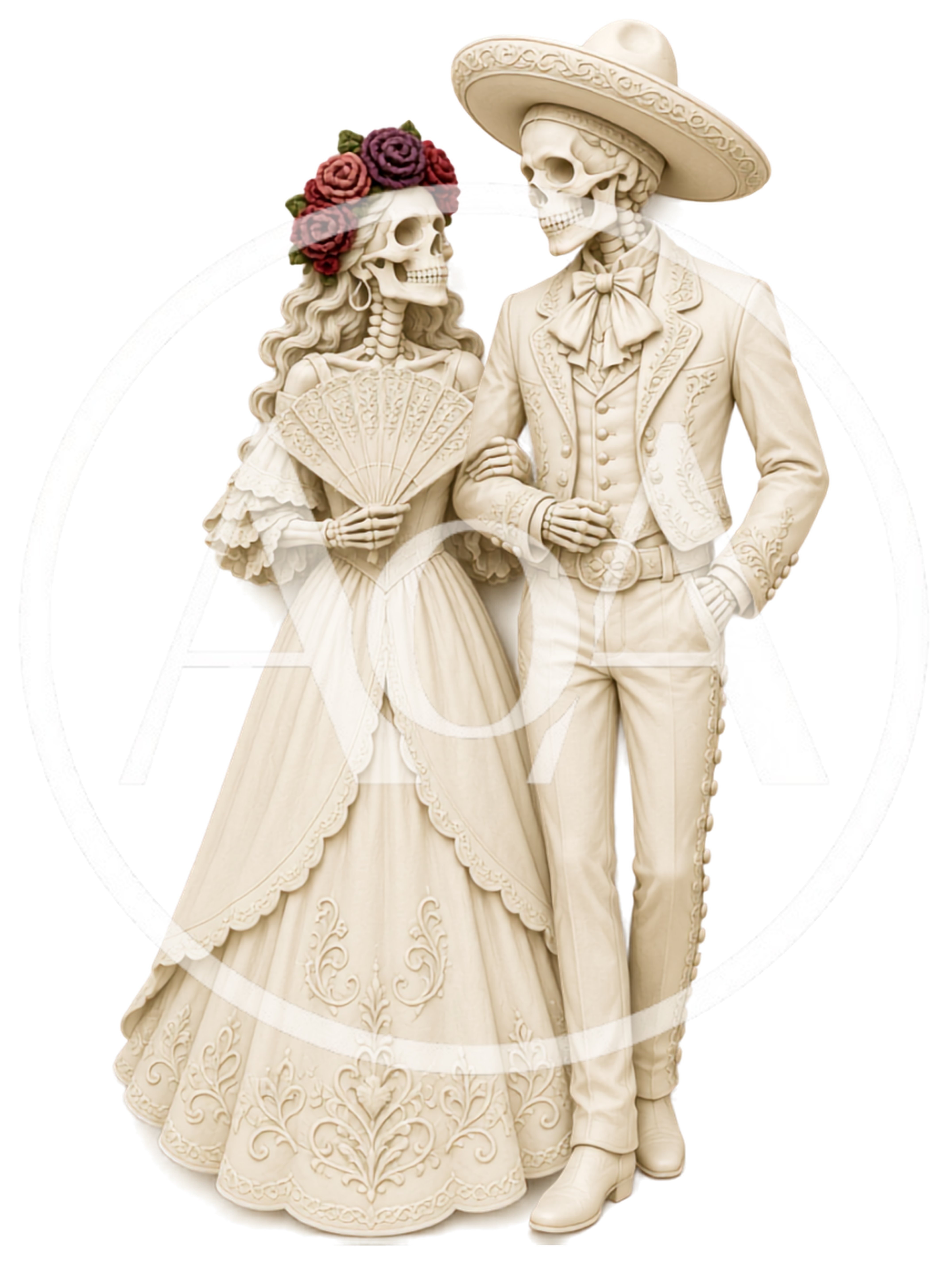 Day Of The Dead Skeleton Wedding Couple Figurine