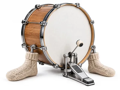 Bass Drum With Knitted Socks And Foot Pedal