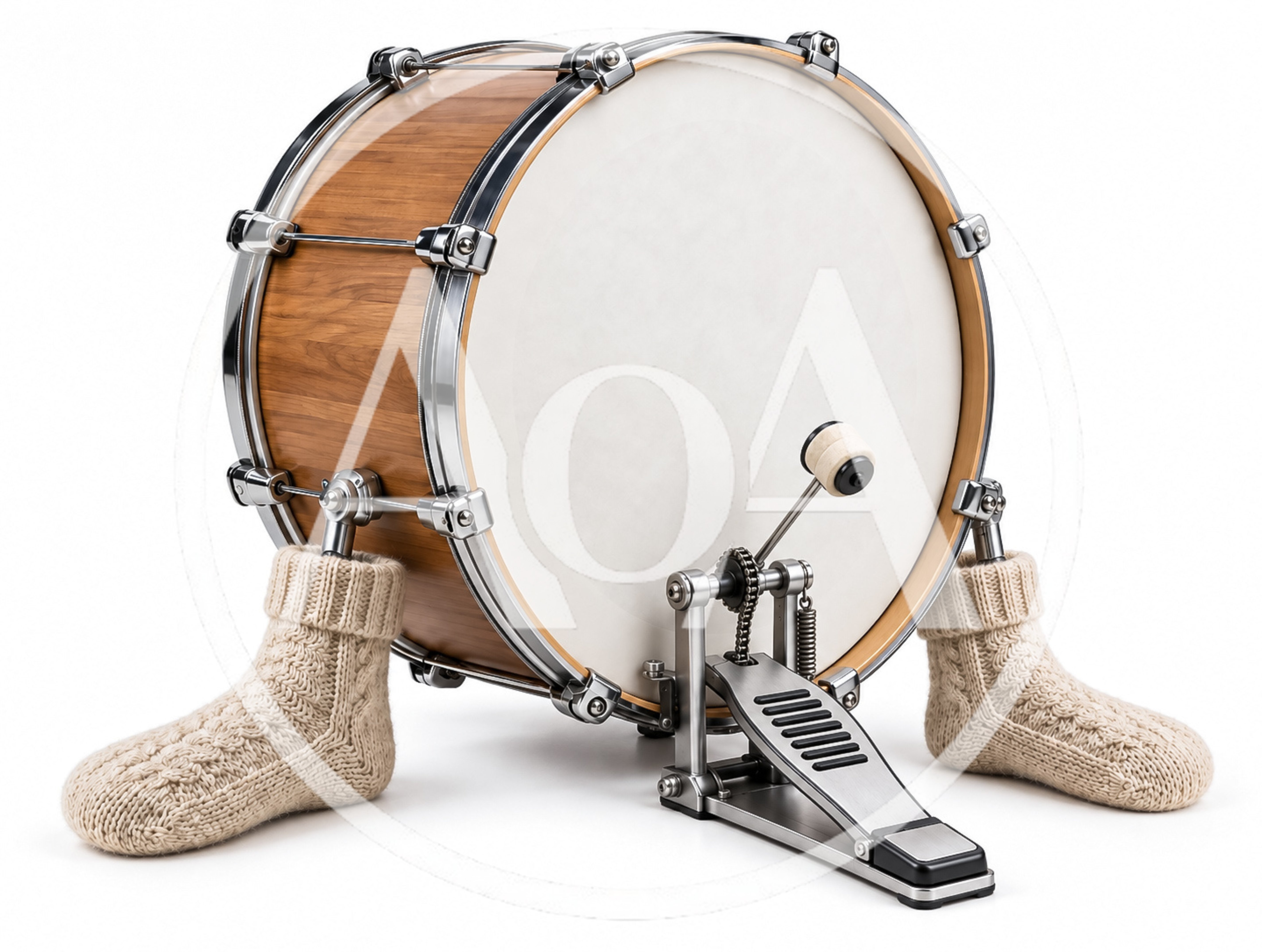 Bass Drum With Knitted Socks And Foot Pedal