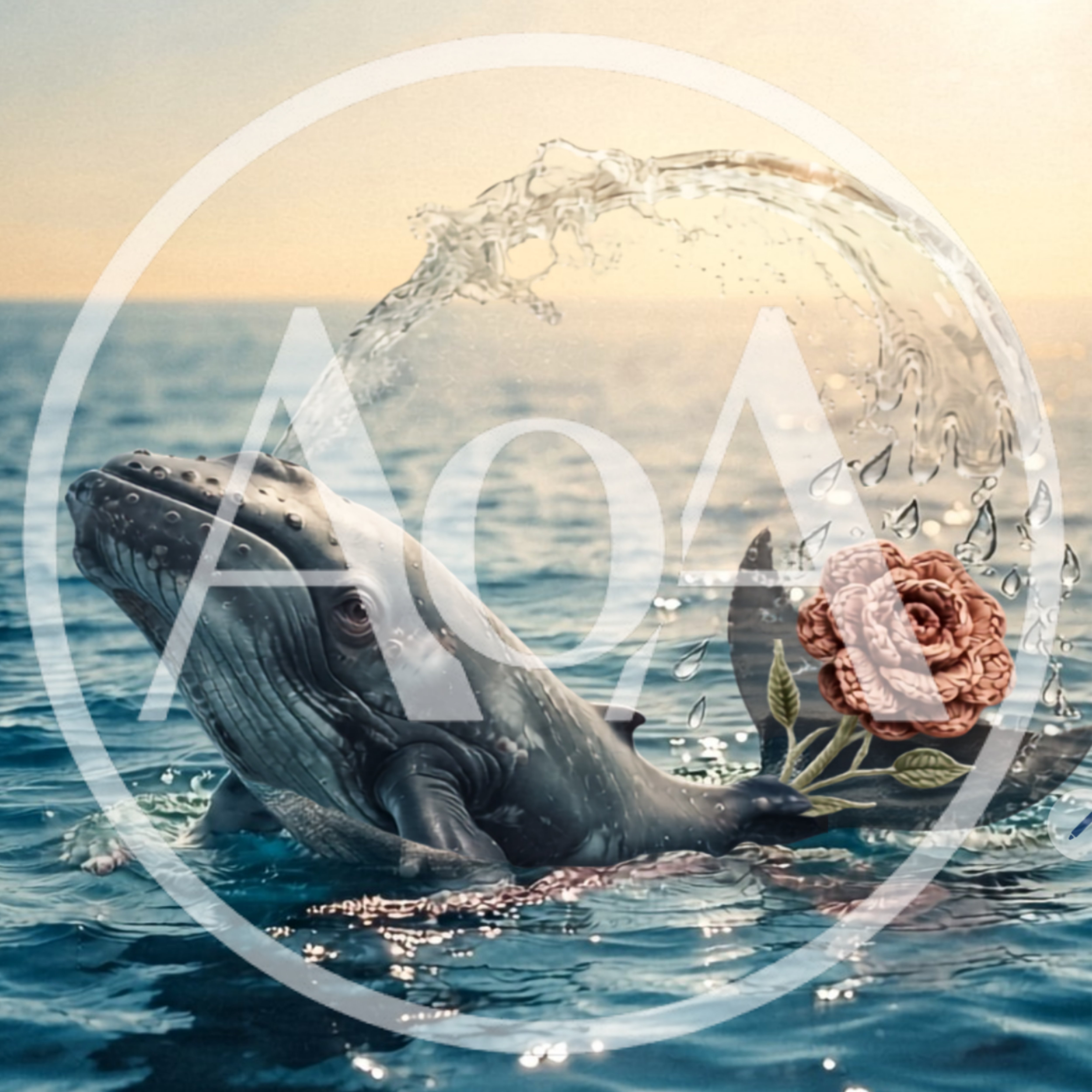Surreal Humpback Whale With A Crocheted Rose