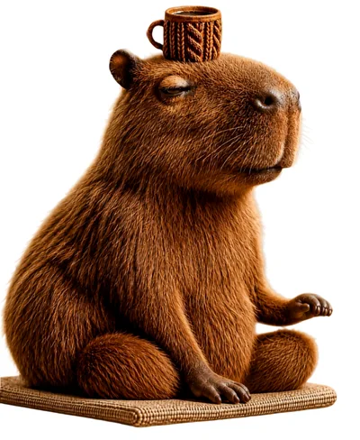 Meditating Capybara With A Small Coffee Cup