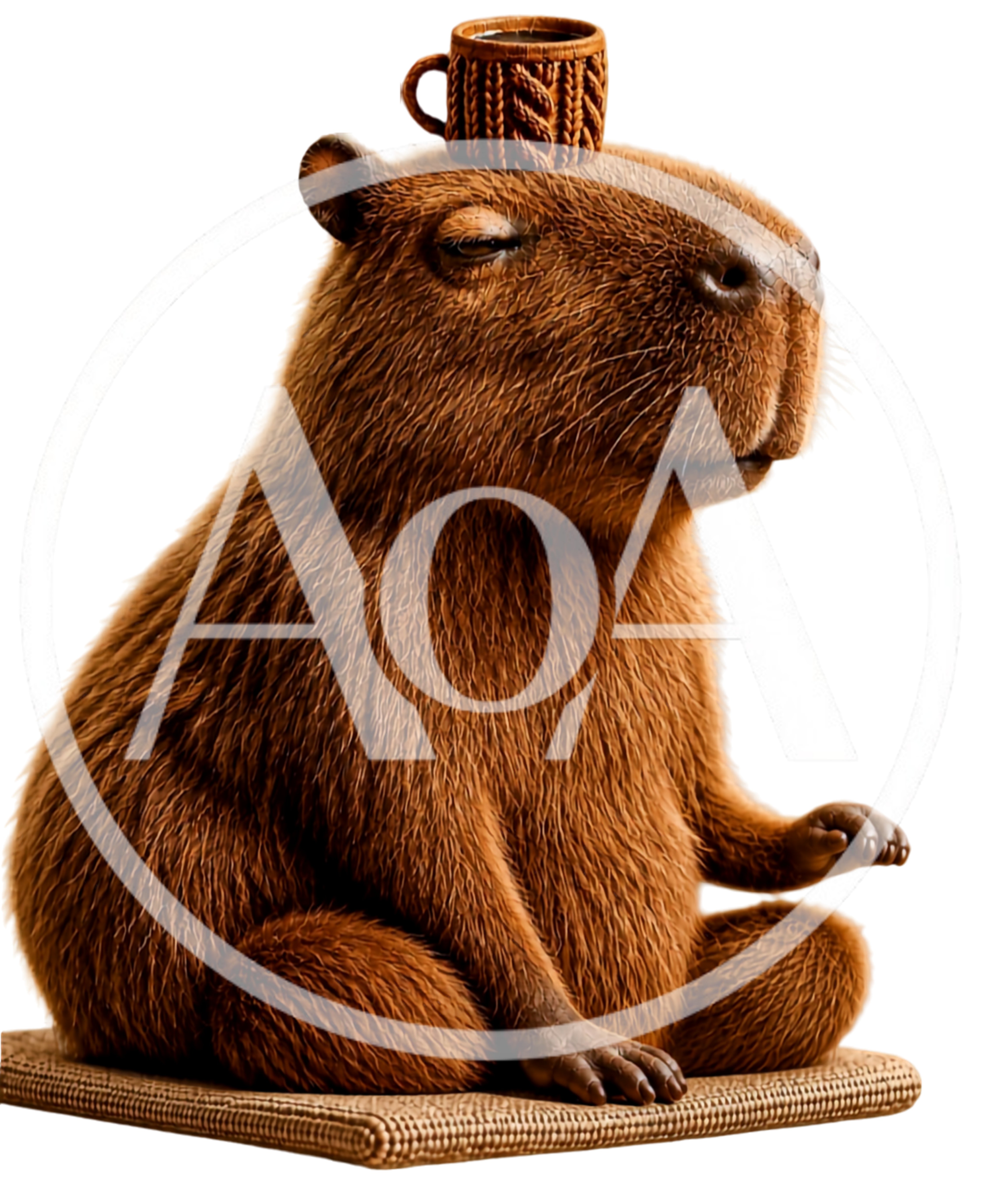 Meditating Capybara With A Small Coffee Cup