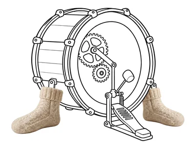 Bass Drum With Knitted Socks And Mechanical Pedal