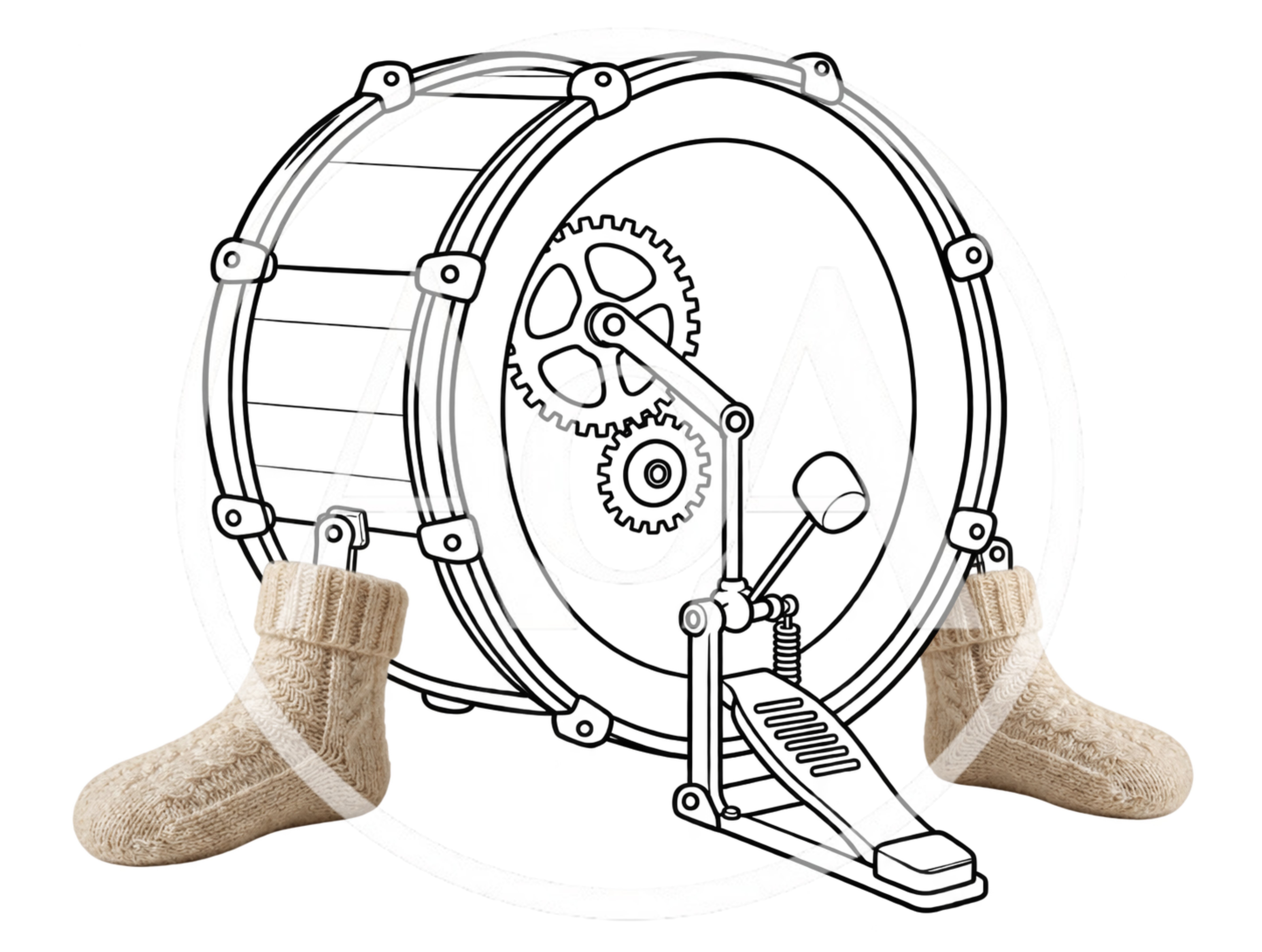 Bass Drum With Knitted Socks And Mechanical Pedal