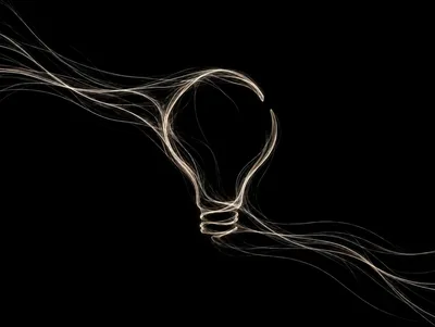 Abstract Light Bulb Formed By Flowing Smoke Trails