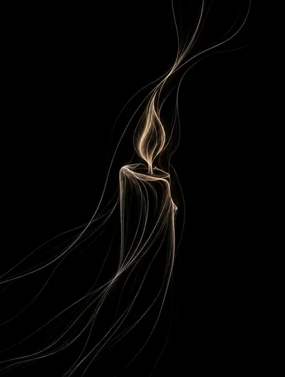 Abstract Glowing Candle Flame With Flowing Light Trails