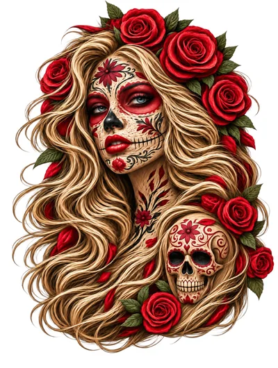Day of the Dead Woman with Sugar Skull