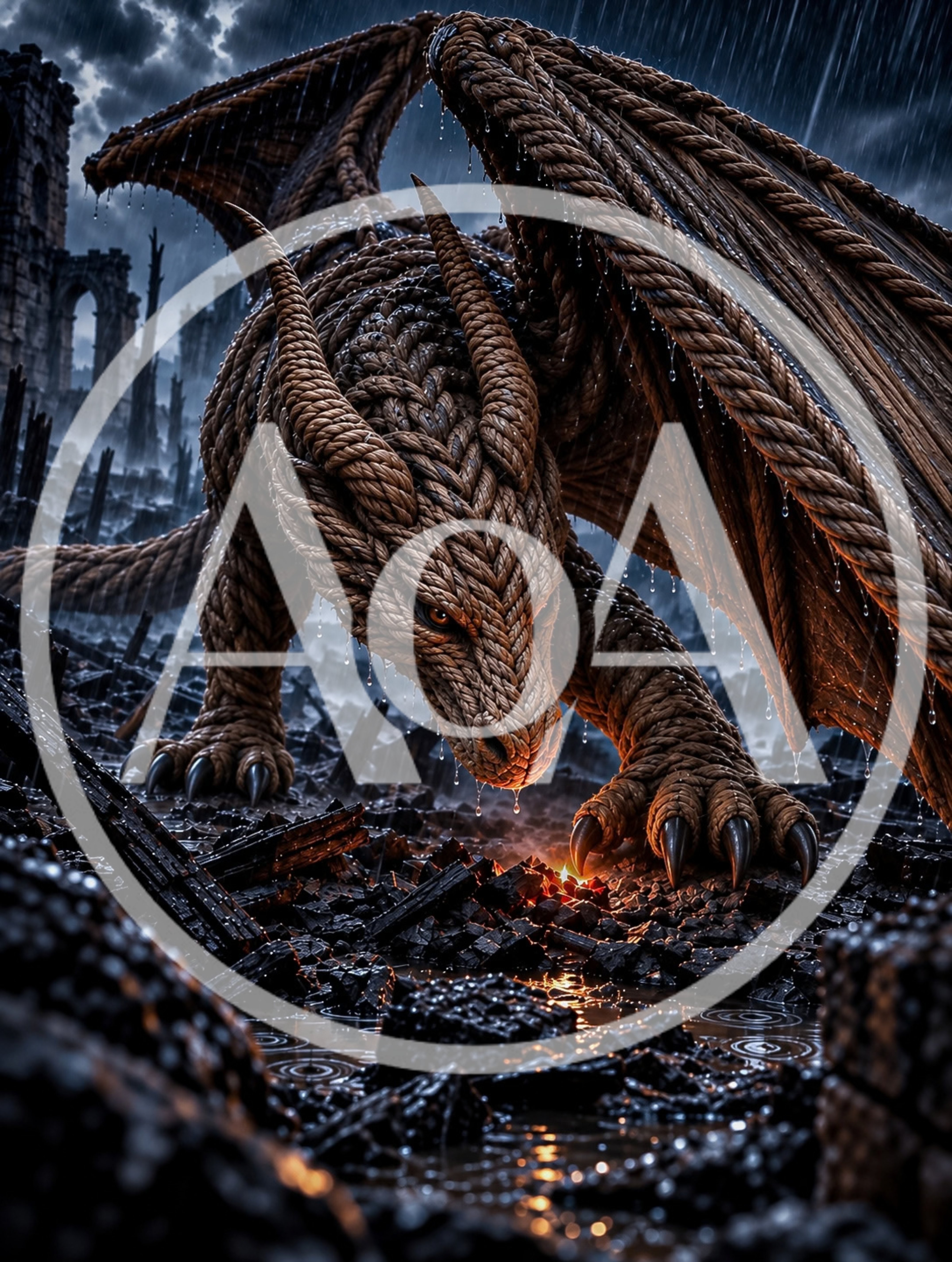 Rope Texture Dragon In A Ruined Landscape