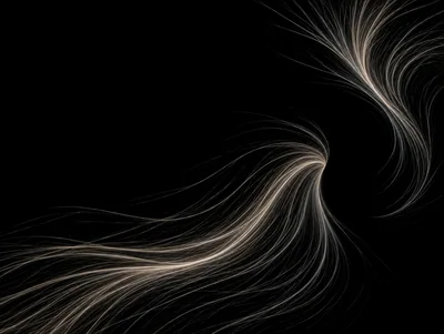 Abstract Flowing Light Trails On Black Background