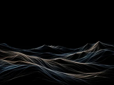 Abstract Digital Landscape With Flowing Light Waves