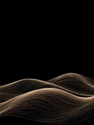 Abstract Golden Flowing Wave Lines On Black Background