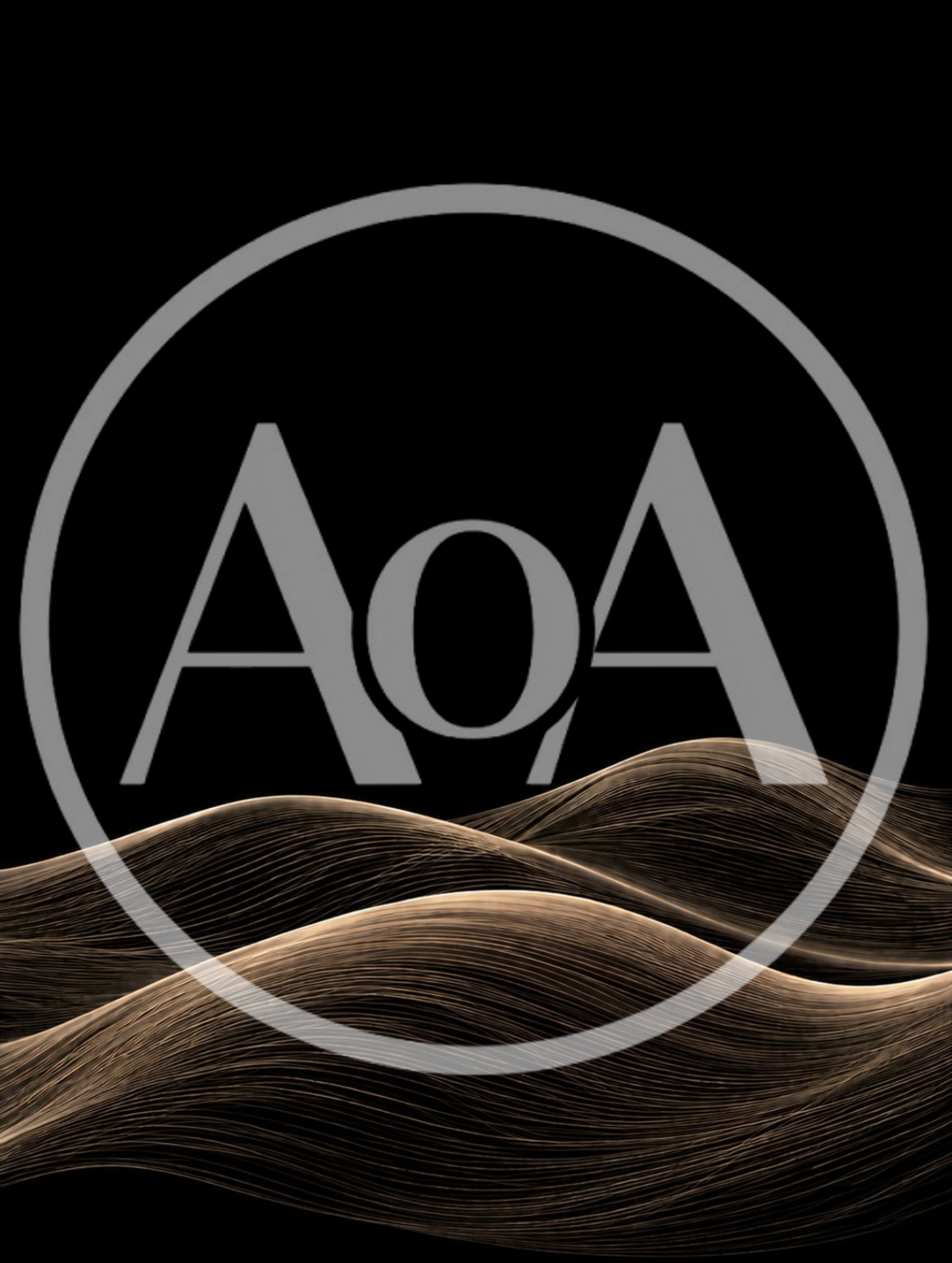 Abstract Golden Flowing Wave Lines On Black Background