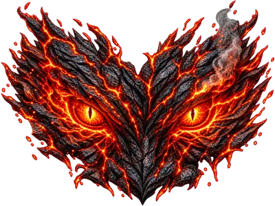 Lava Textured Owl Face With Glowing Eyes