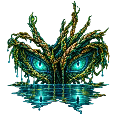 Mystical Forest Creature Eyes Emerging From Water