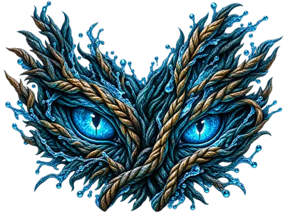 Abstract Surreal Creature Eyes With Braided Rope Texture