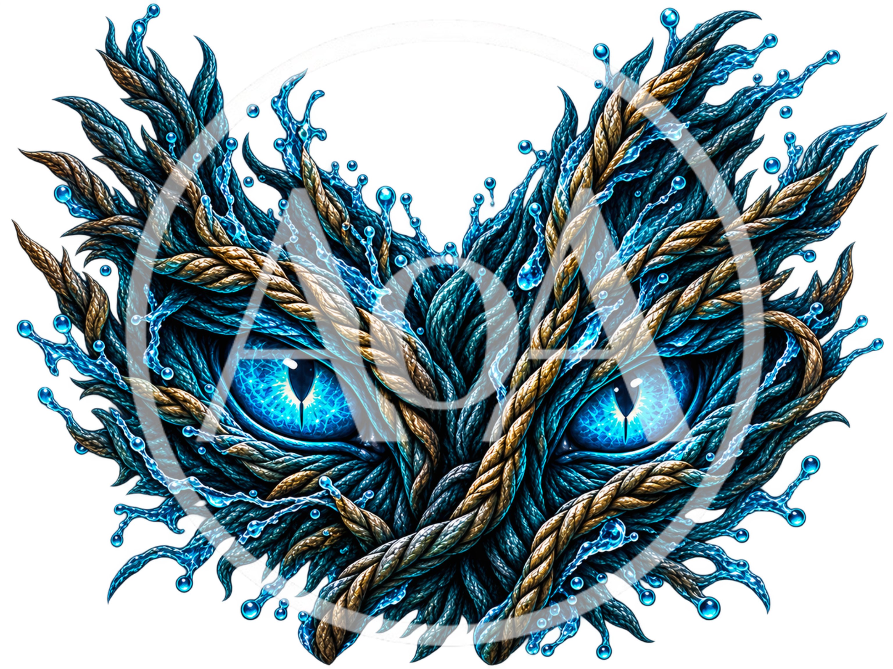 Abstract Surreal Creature Eyes With Braided Rope Texture