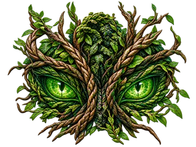 Mystical Forest Spirit Eyes Hidden In Foliage