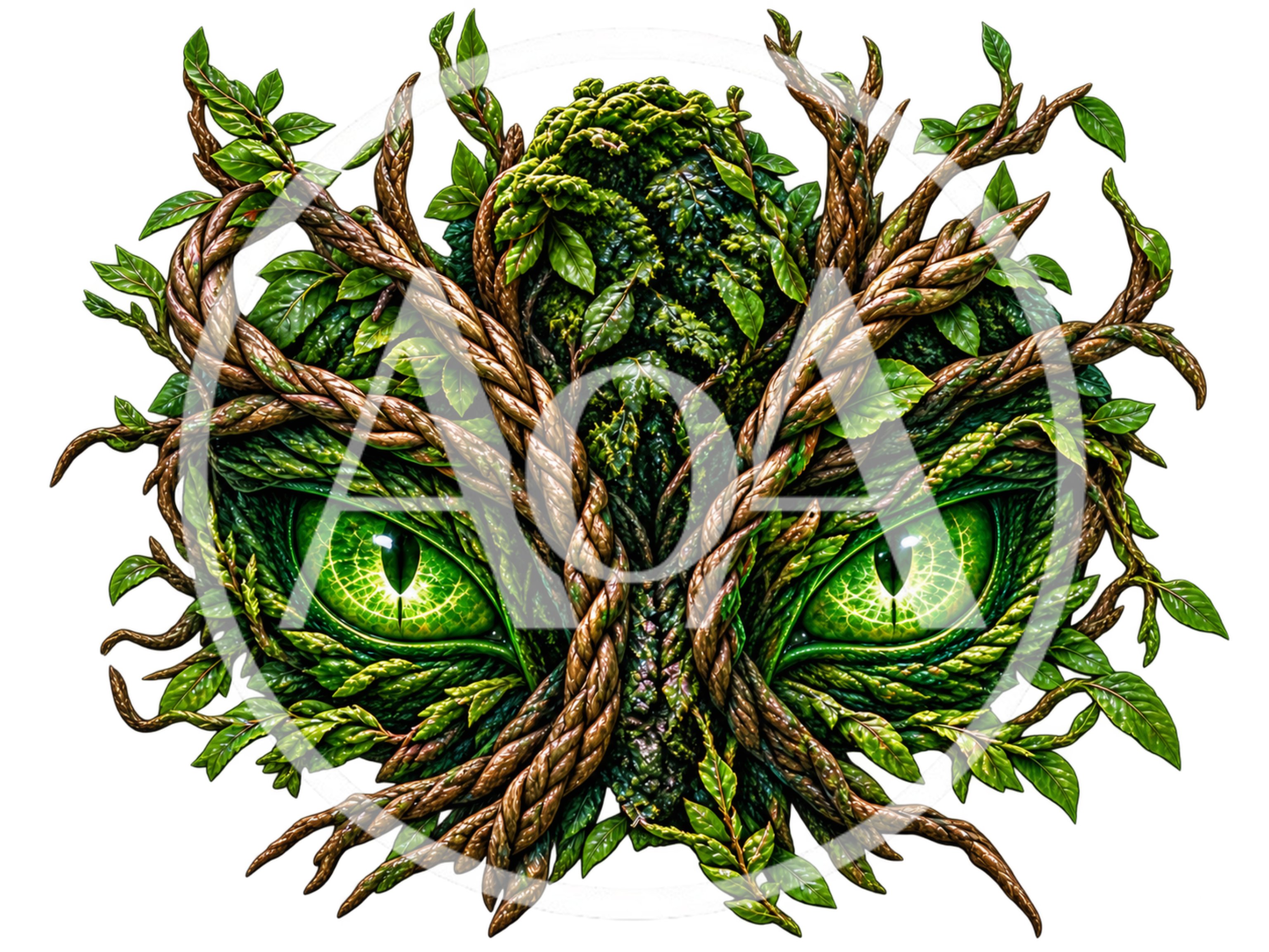 Mystical Forest Spirit Eyes Hidden In Foliage