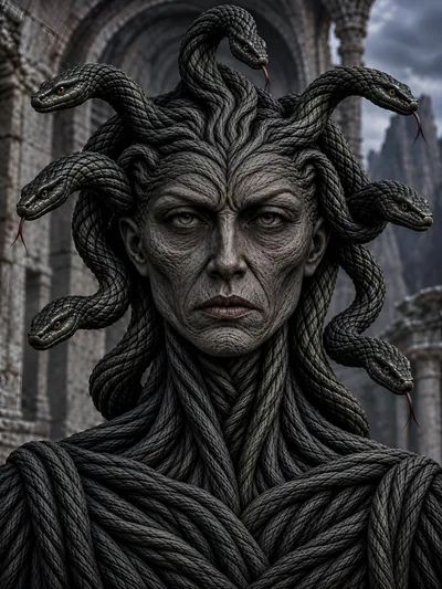 Medusa Gorgon Statue With Serpent Hair