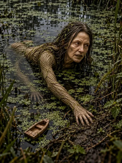 Swamp Creature Emerging From Murky Water
