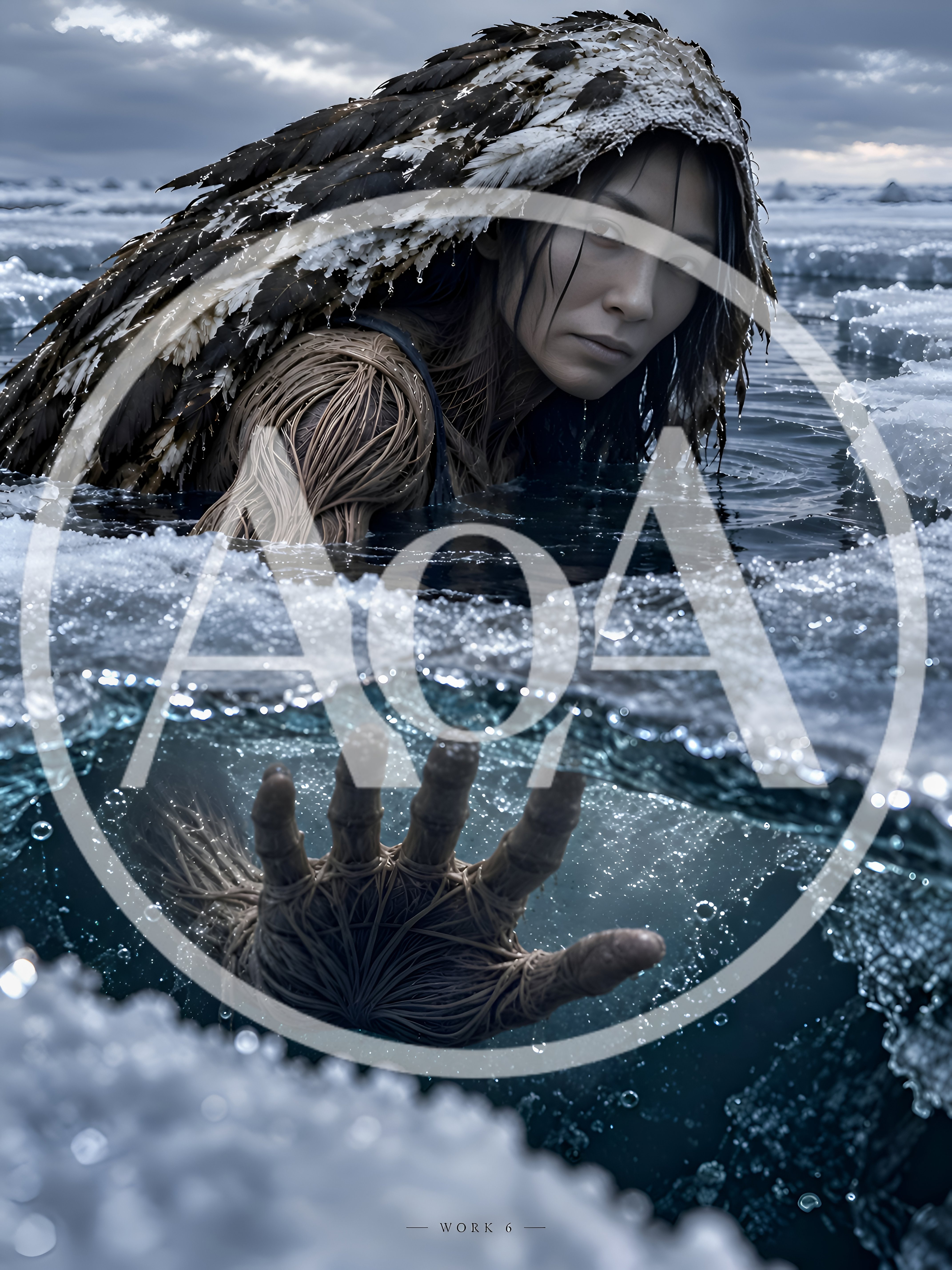 Surreal Portrait Of A Woman Emerging From Icy Water