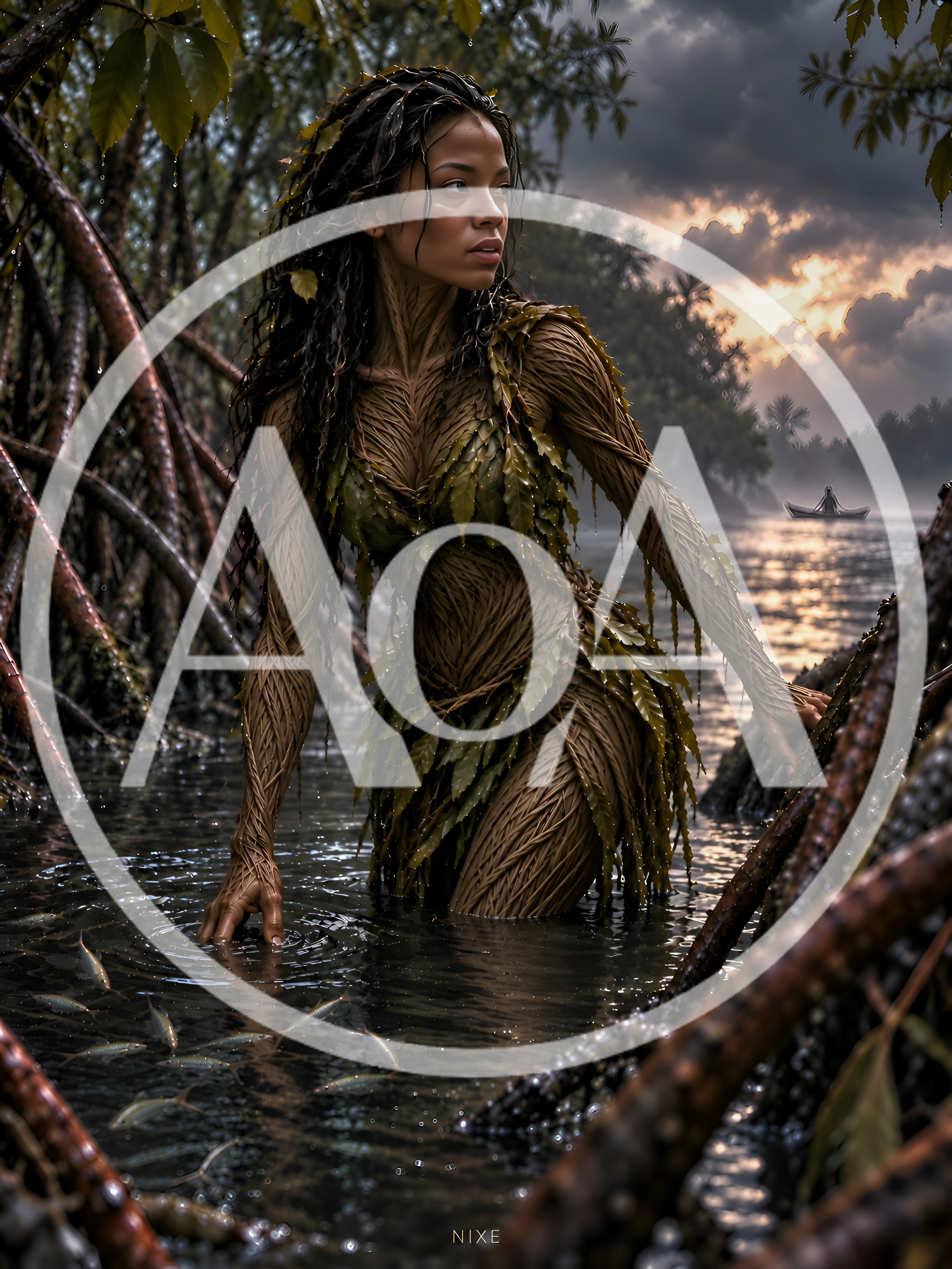 Mystical Dryad Emerging From Mangrove Swamp Waters