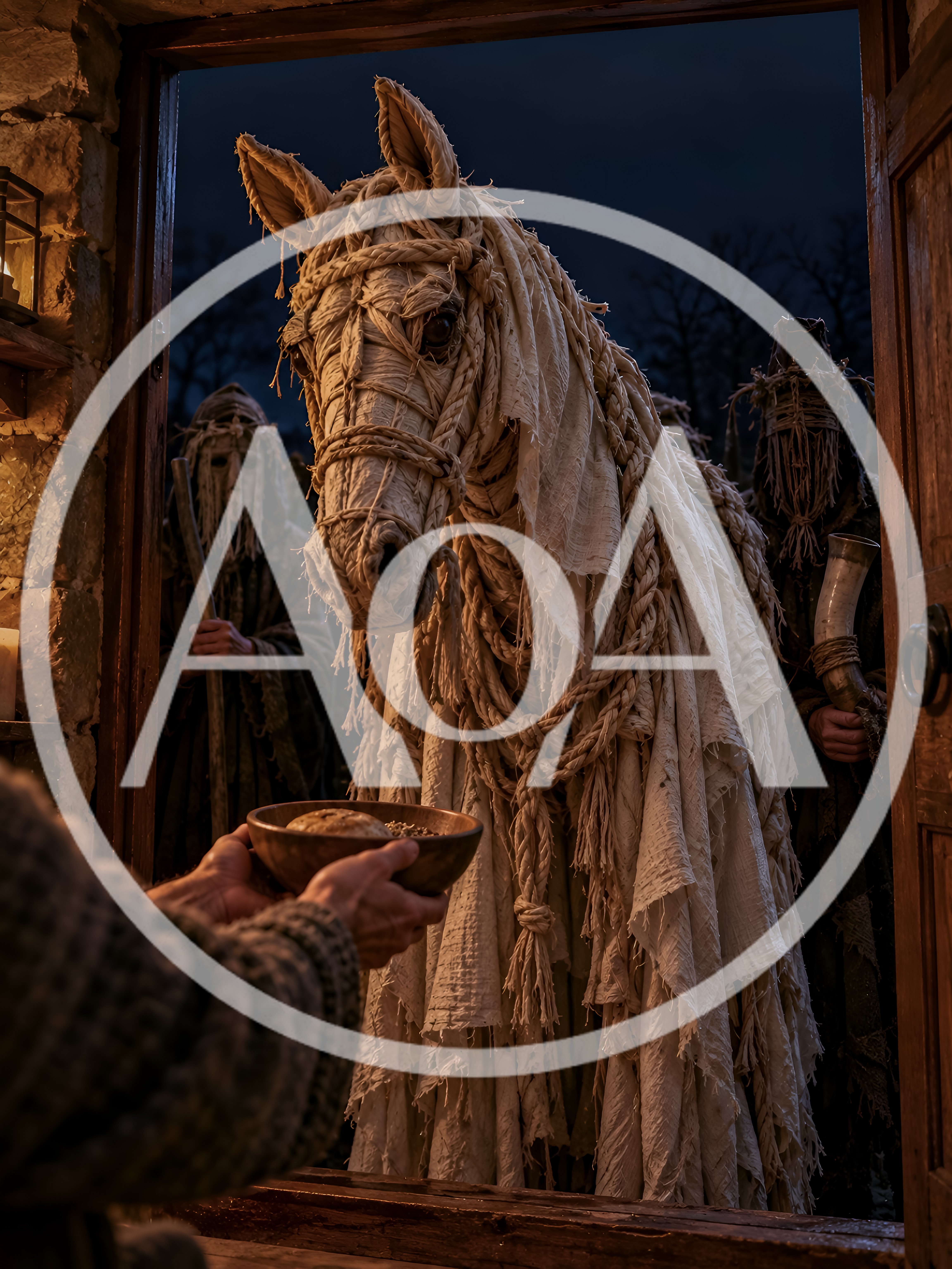 Mari Lwyd Folk Tradition With Horse Skull Costume