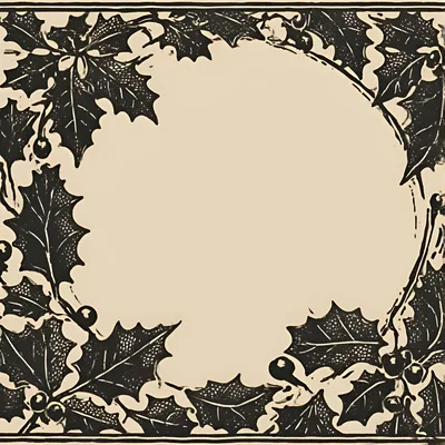 Vintage Holly Leaf Border Illustration