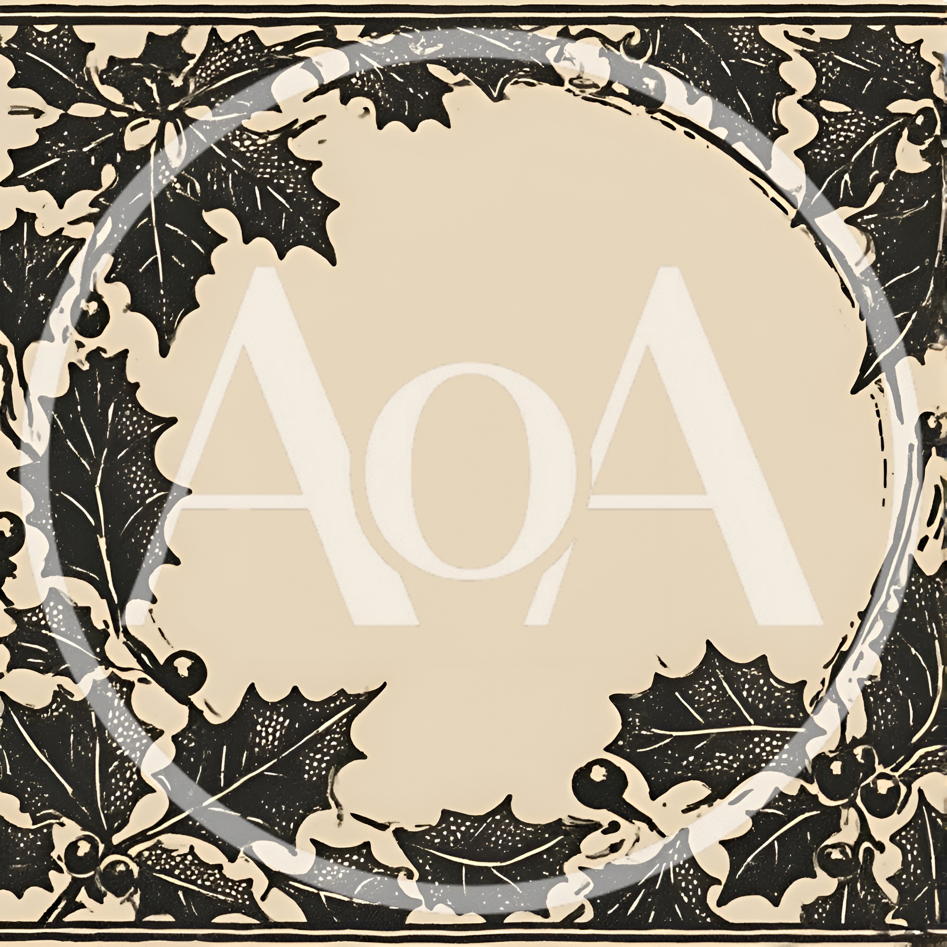 Vintage Holly Leaf Border Illustration