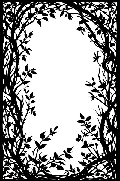 Black Silhouette Of Tree Branches Forming A Frame